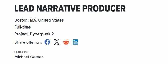金牛财富 《2077》续作研发提速？CDPR招聘首席叙事制作人